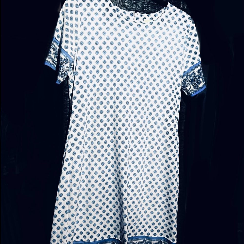Michael Kors Blue and White Patterned Dress